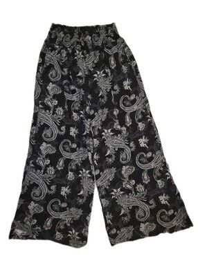 New! Black Paisley Wide-Leg Women’s Pants Xxl